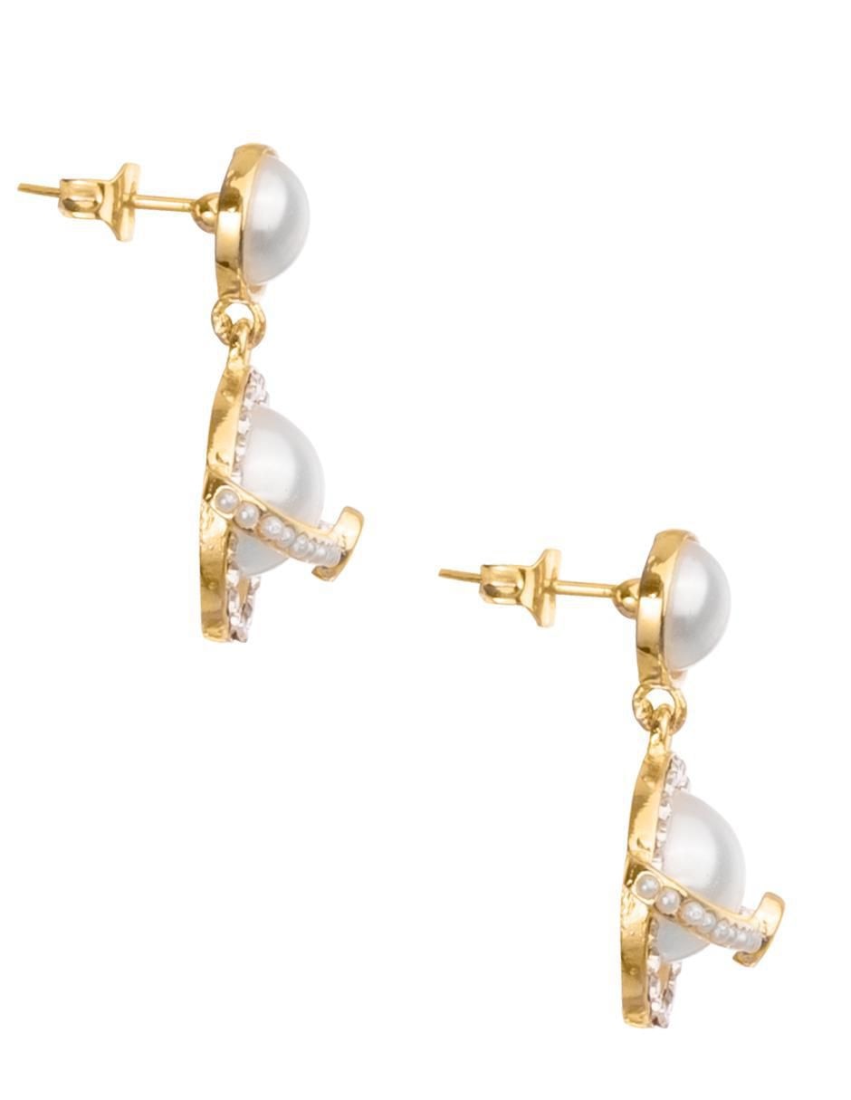 Aretes de planeta 18 K con acabado chapa de oro 3
