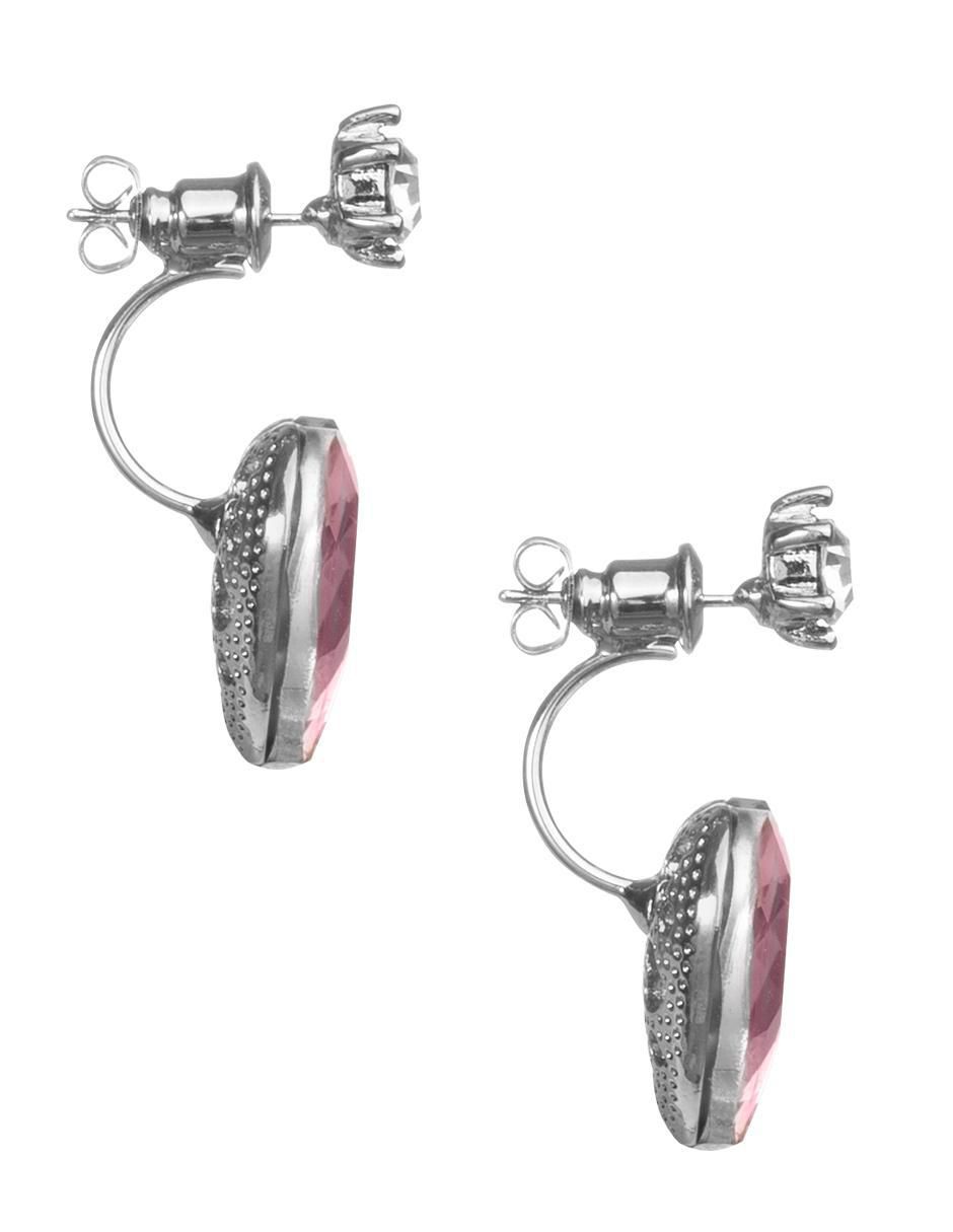 Aretes de corazón con acabado baño de rodio cristal 3