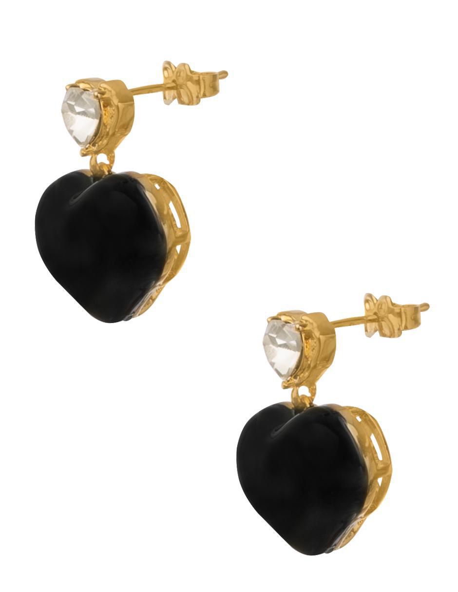 Aretes de corazón 18 K con acabado chapa de oro 3