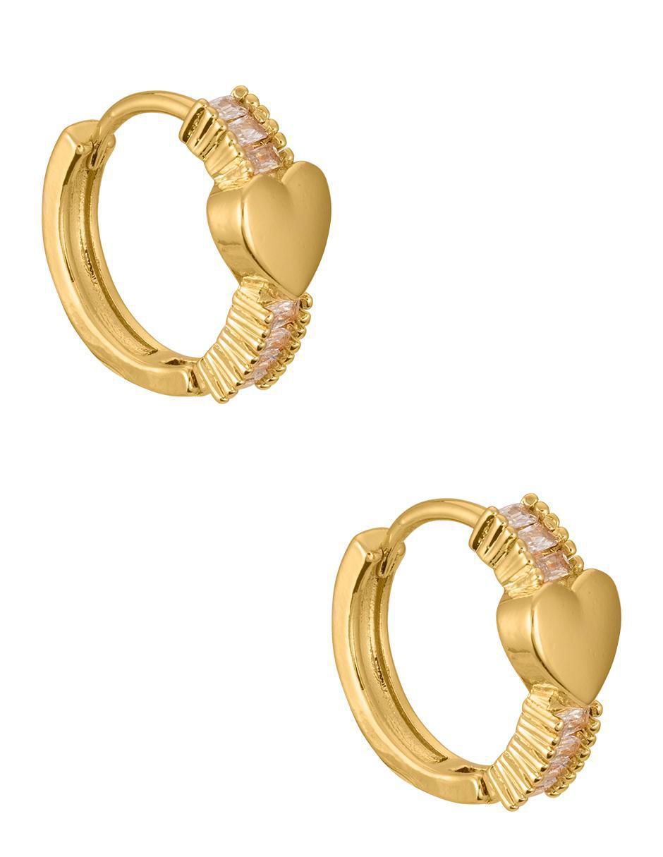 Aretes de corazón 18 K con acabado chapa de oro 4