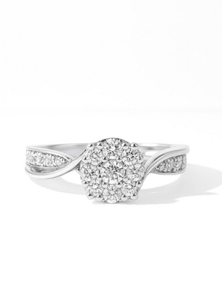 Anillo Promesa 14 k de oro blanco diamante