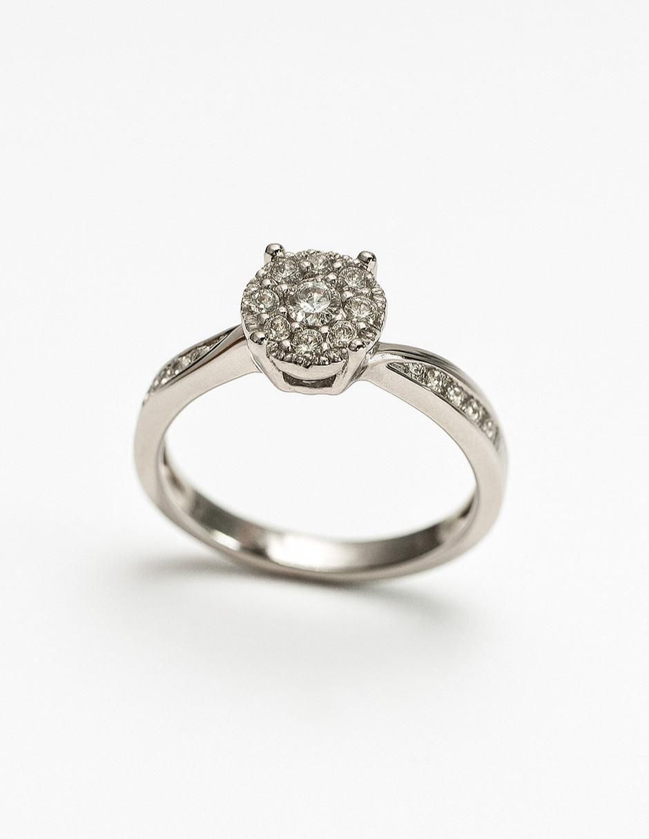 Anillo Promesa 14 k de oro blanco diamante