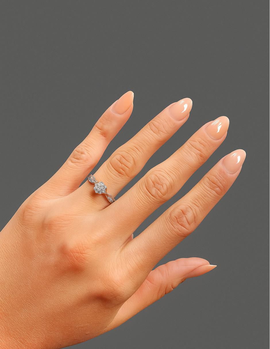 Anillo Promesa 14 k de oro blanco diamante