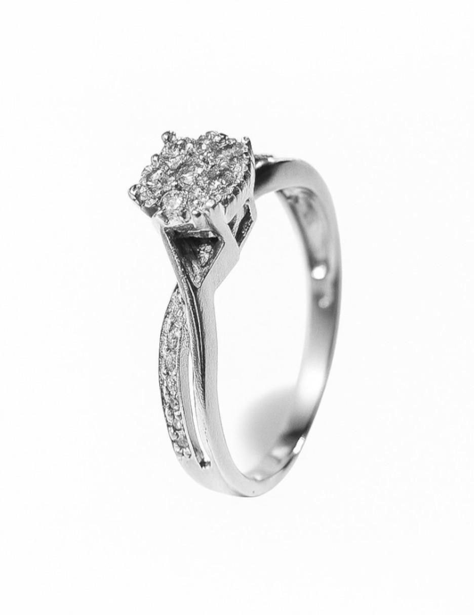 Anillo Promesa 14 k de oro blanco diamante