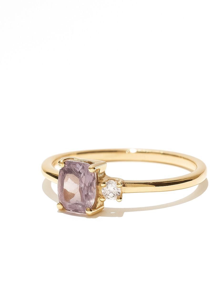 Anillo 14 k de oro amarillo espinela liso