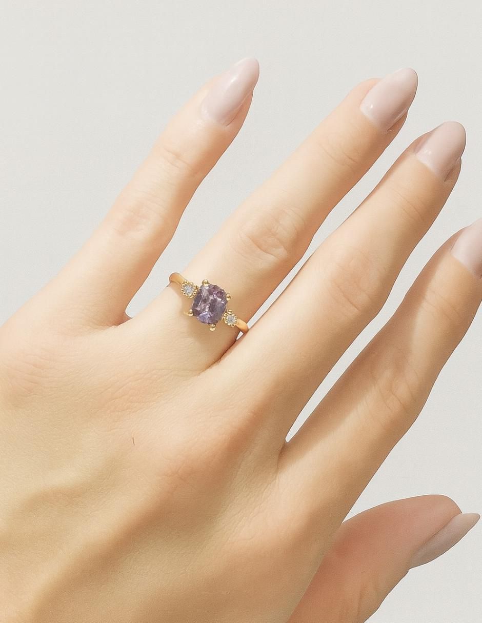 Anillo 14 k de oro amarillo espinela liso