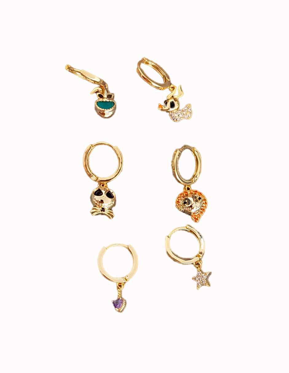 Set de aretes Jack & Sally con acabado pulido Set de aretes Jack & Sally con acabado pulido