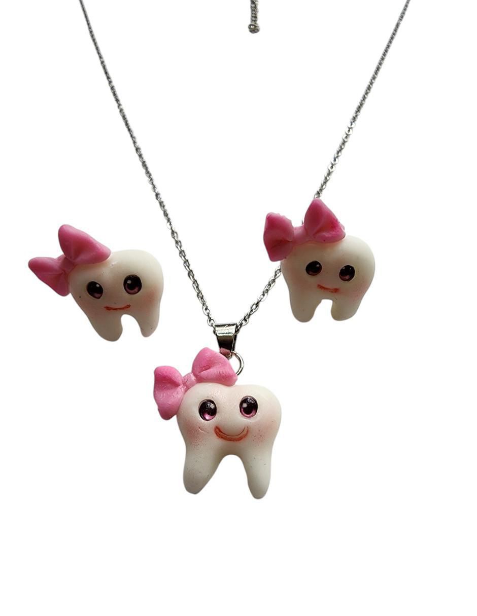 Aretes y collar Muela Dentista p 925 Aretes y collar Muela Dentista p 925