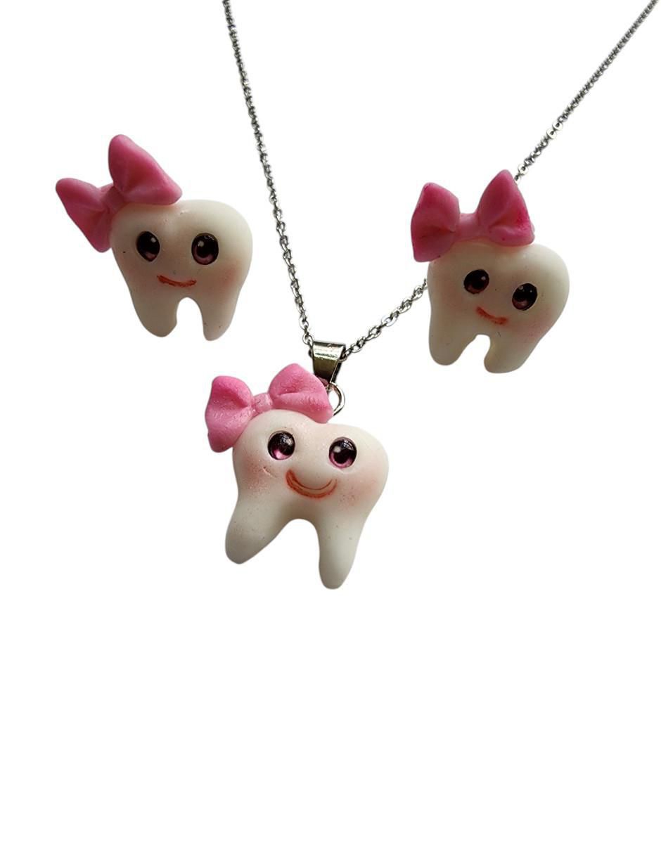 Aretes y collar Muela Dentista p 925 2