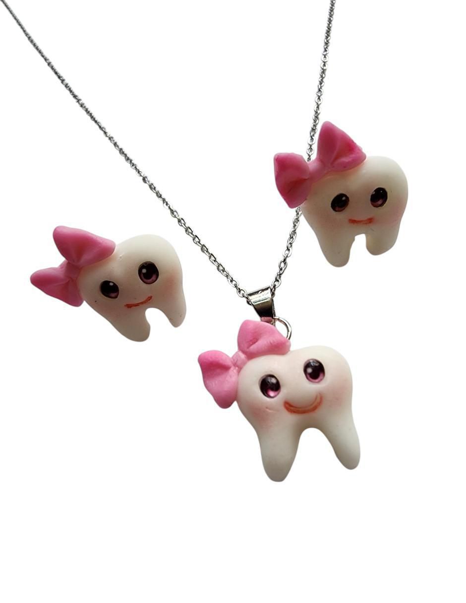 Aretes y collar Muela Dentista p 925 3
