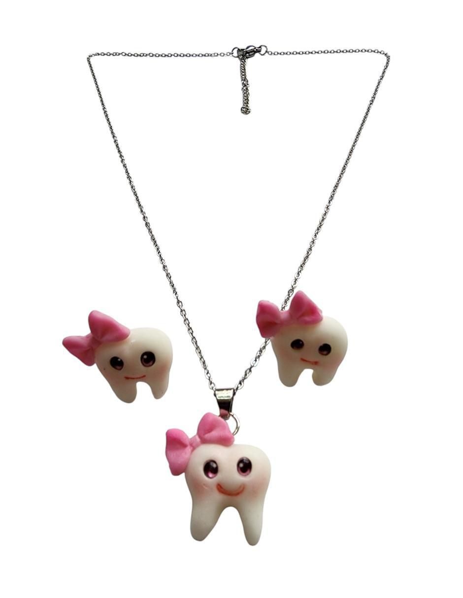 Aretes y collar Muela Dentista p 925 4