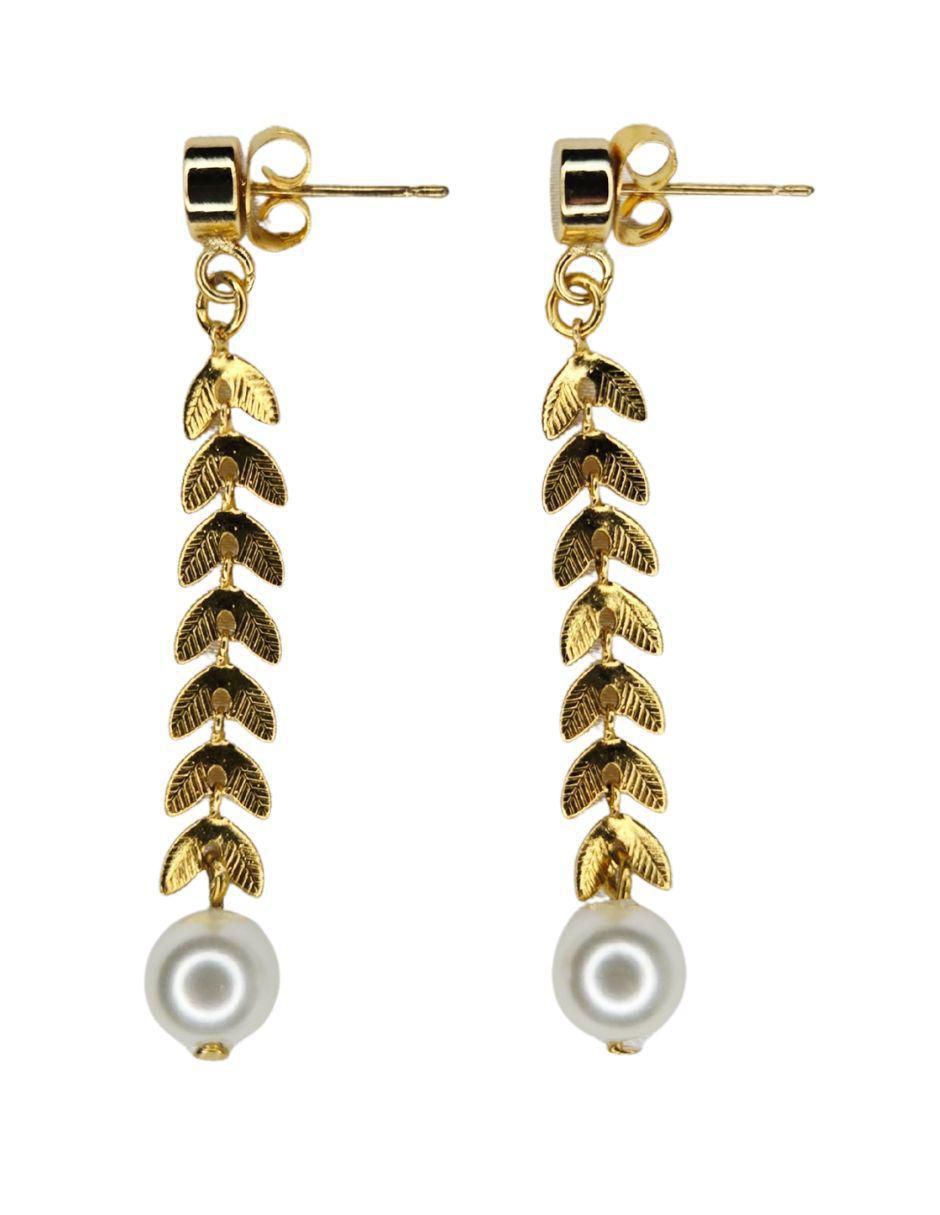 Aretes de hoja 24 K con acabado chapa de oro 1