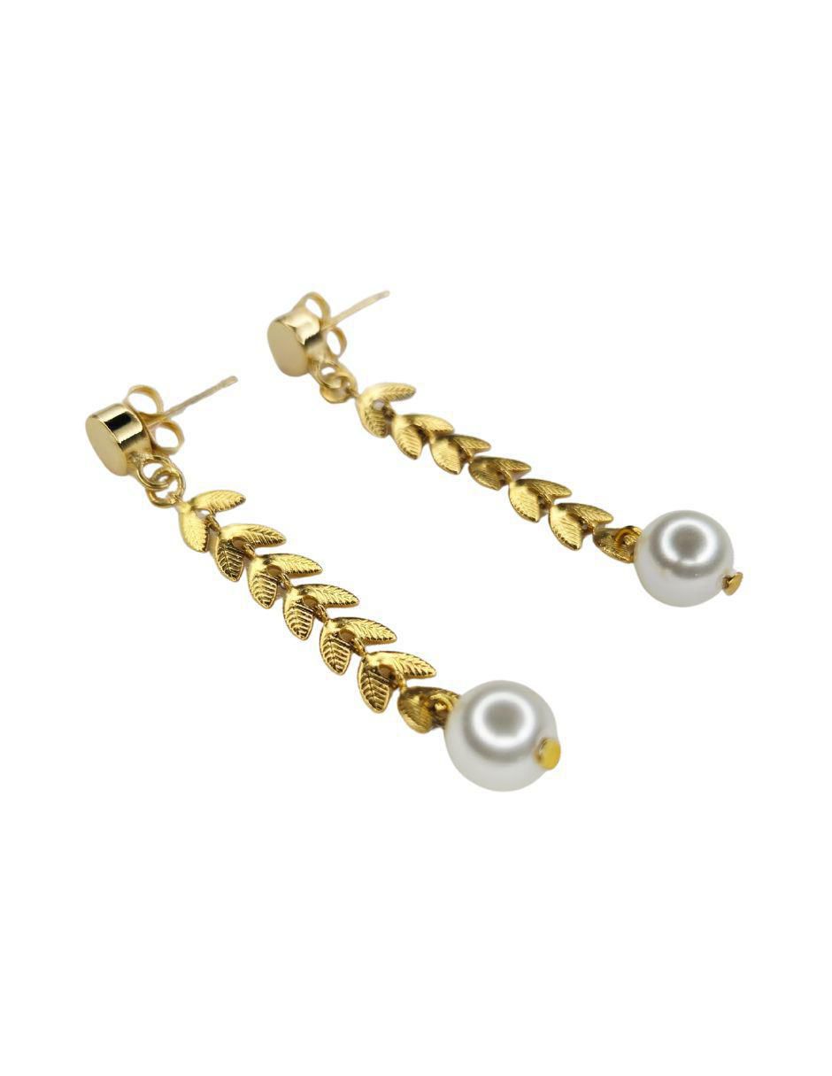 Aretes de hoja 24 K con acabado chapa de oro 2