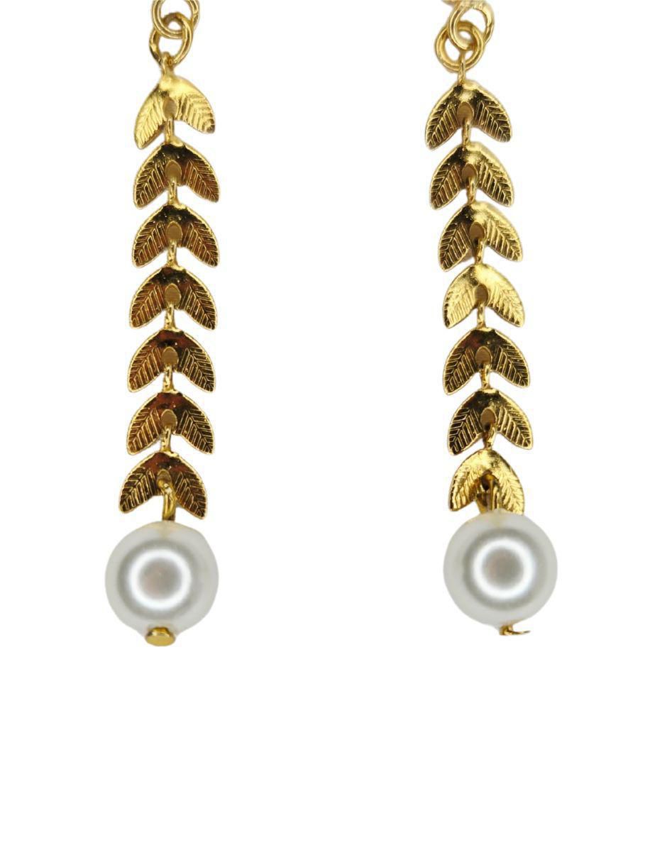 Aretes de hoja 24 K con acabado chapa de oro 3