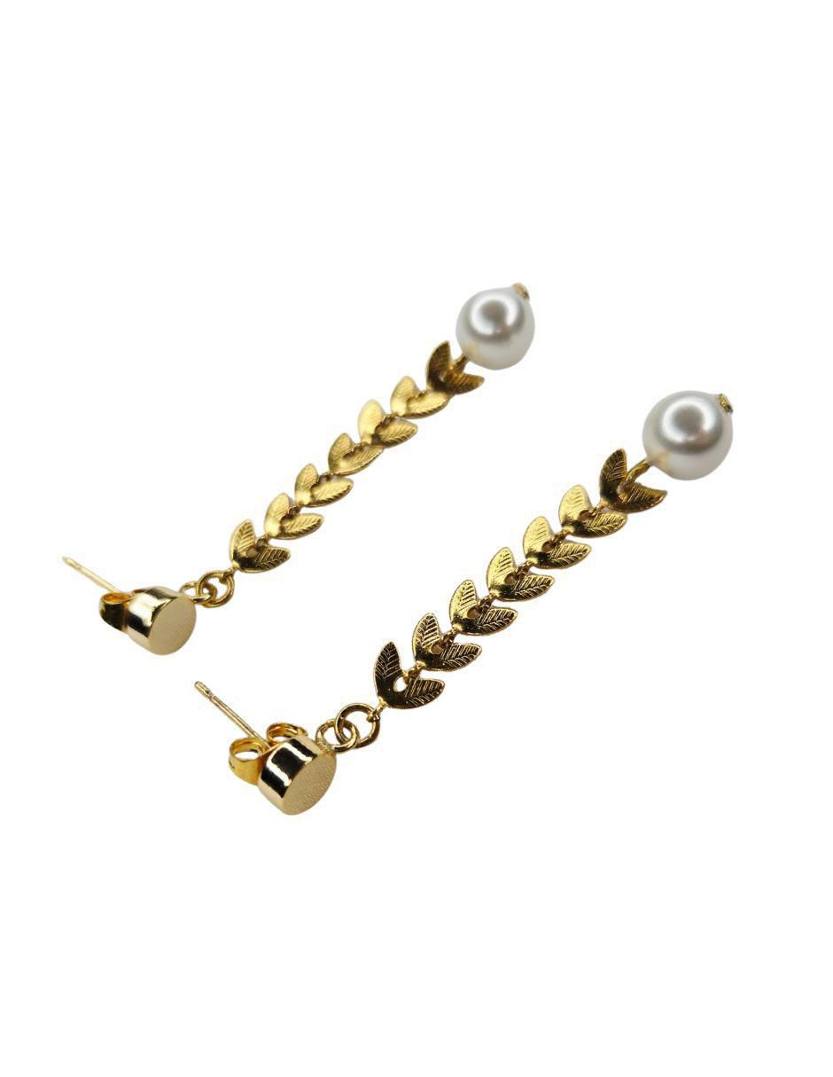 Aretes de hoja 24 K con acabado chapa de oro 4