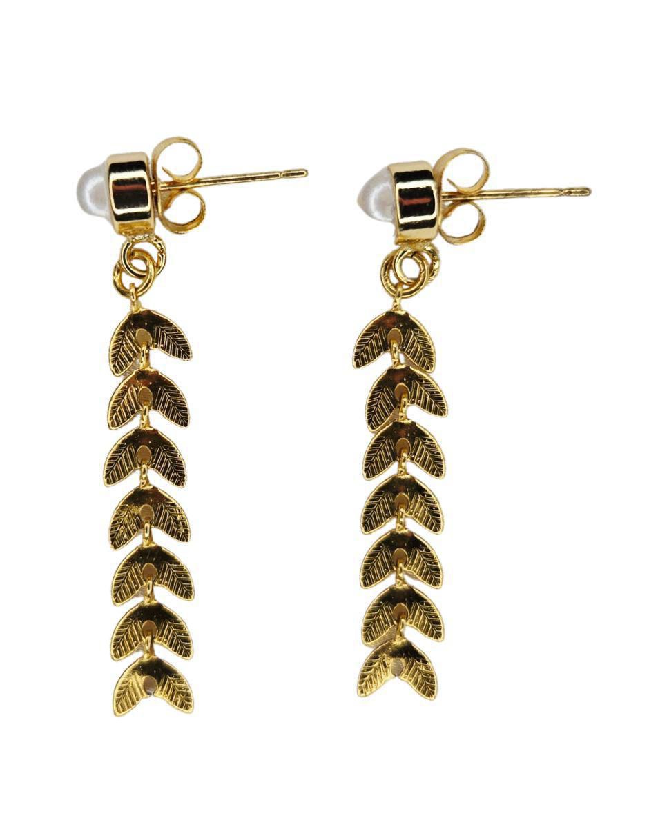 Aretes de hoja 24 K con acabado chapa de oro Aretes de hoja 24 K con acabado chapa de oro