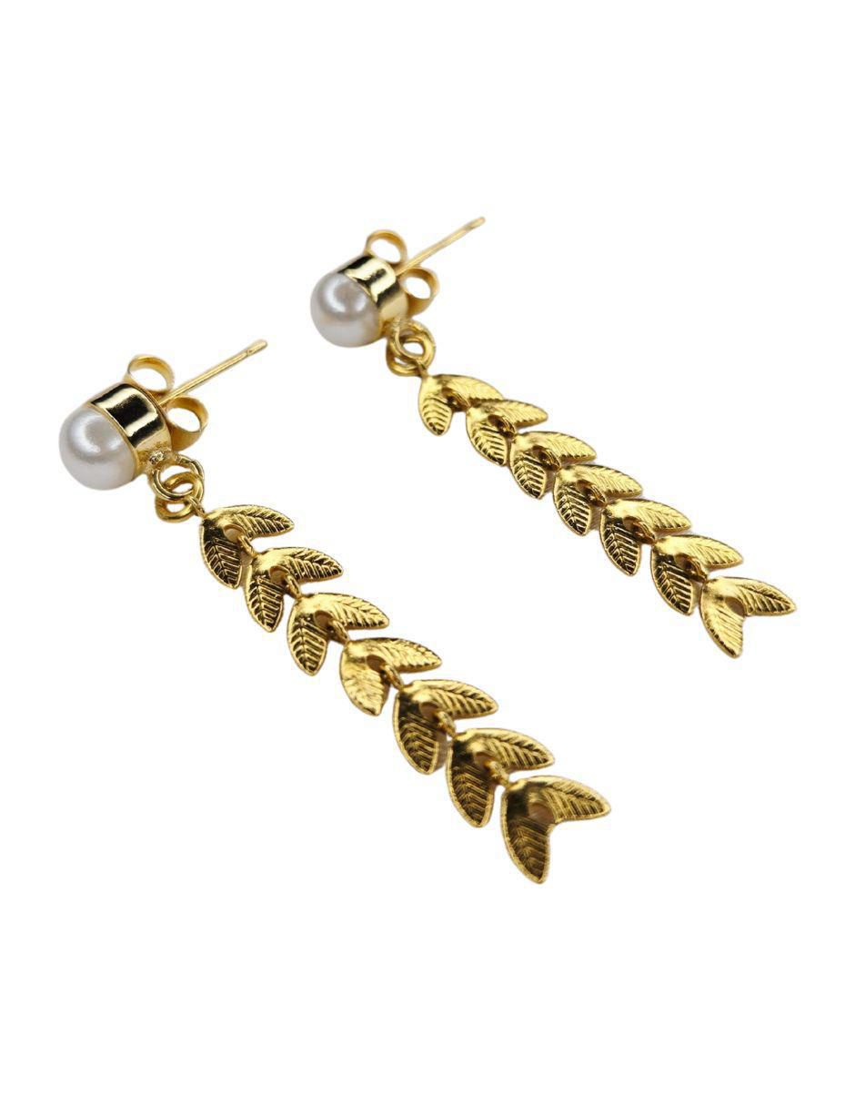 Aretes de hoja 24 K con acabado chapa de oro 2