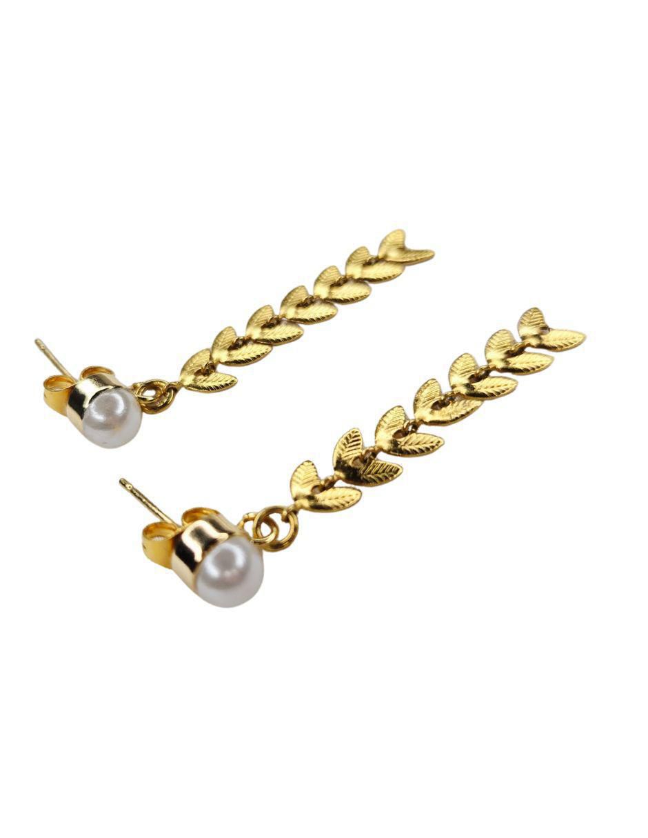 Aretes de hoja 24 K con acabado chapa de oro 3