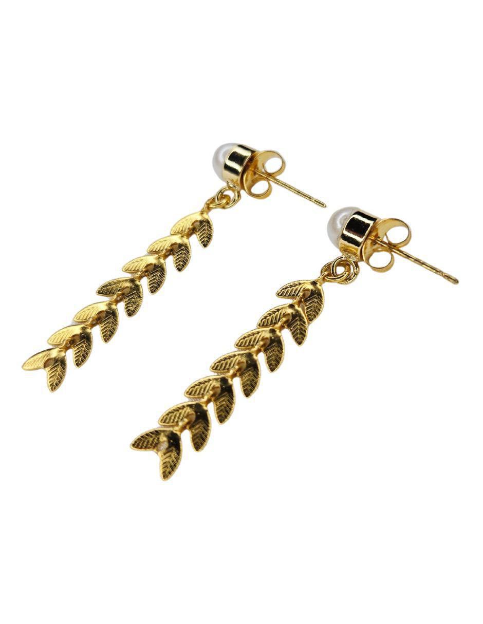 Aretes de hoja 24 K con acabado chapa de oro 4