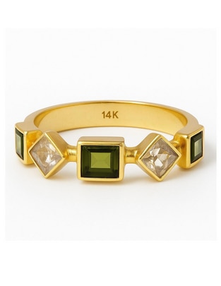 Anillo 14 k de oro amarillo turmalina liso