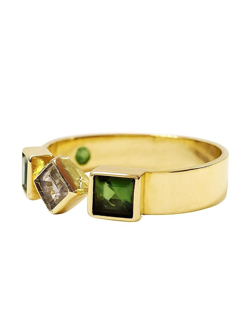 Anillo 14 k de oro amarillo turmalina liso 5