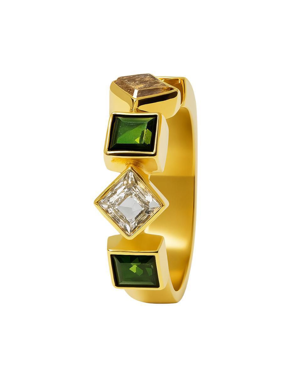 Anillo 14 k de oro amarillo turmalina liso