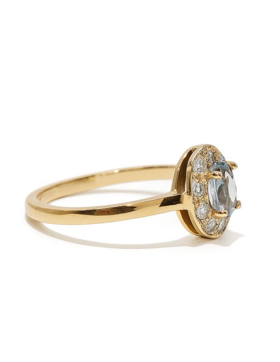 Anillo 14 k de oro amarillo zafiro liso