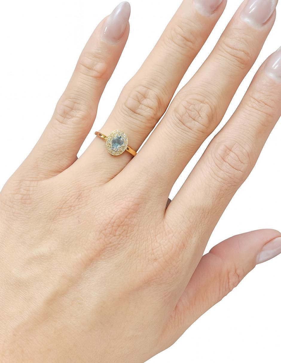 Anillo 14 k de oro amarillo zafiro liso