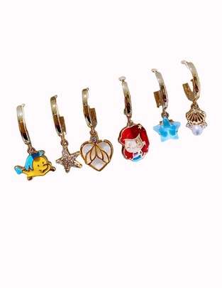 Set de aretes Sirena con acabado pulido