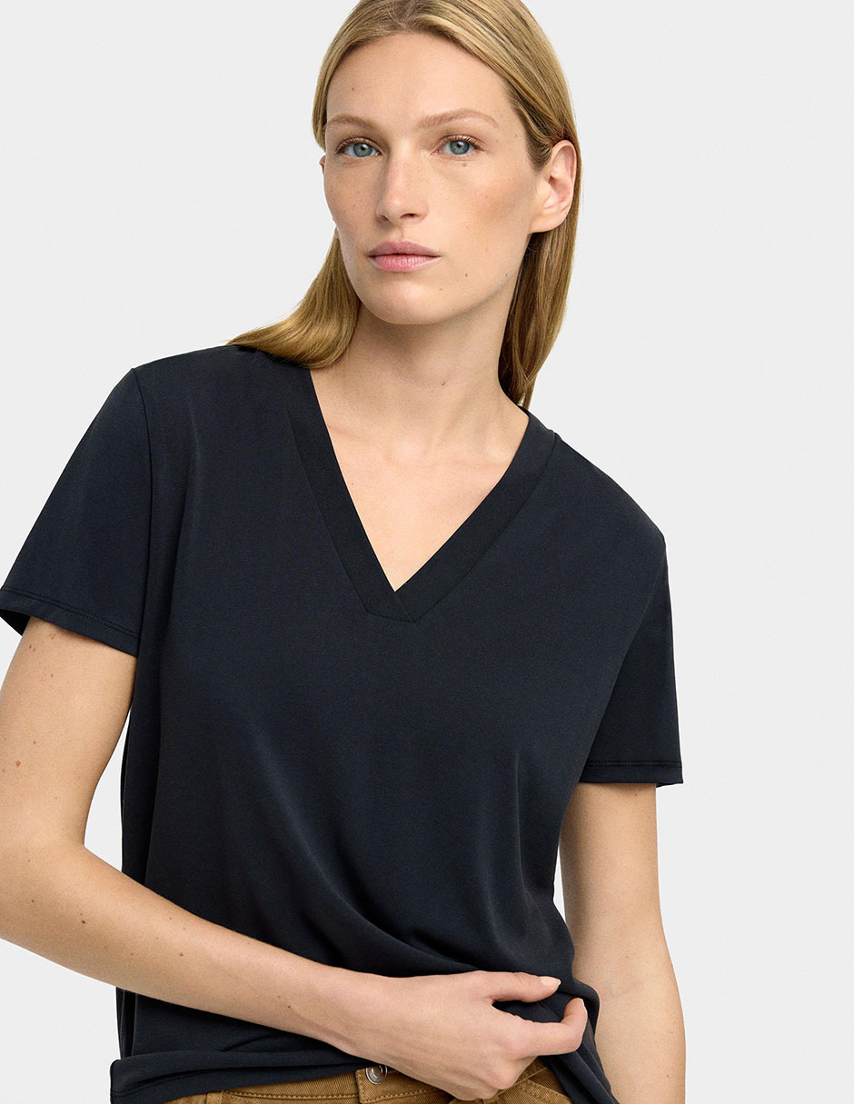 Playera manga larga Parfois cuello redondo para mujer