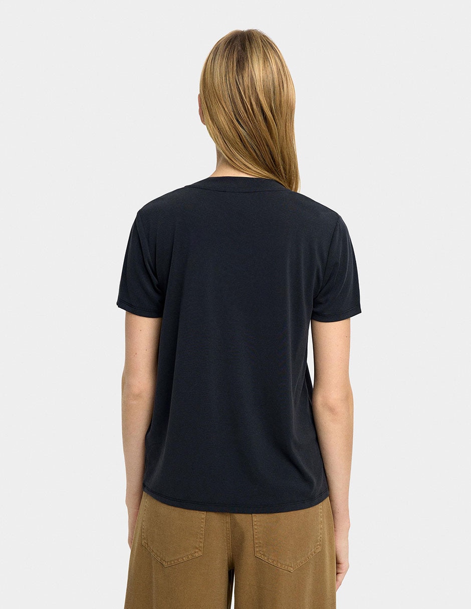 Playera manga larga Parfois cuello redondo para mujer
