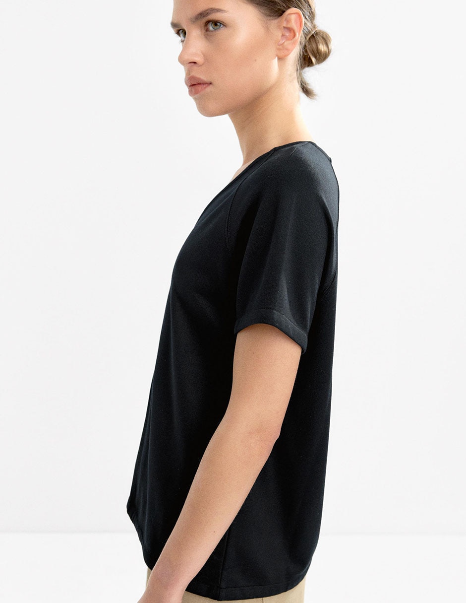 Playera manga larga Parfois cuello redondo para mujer