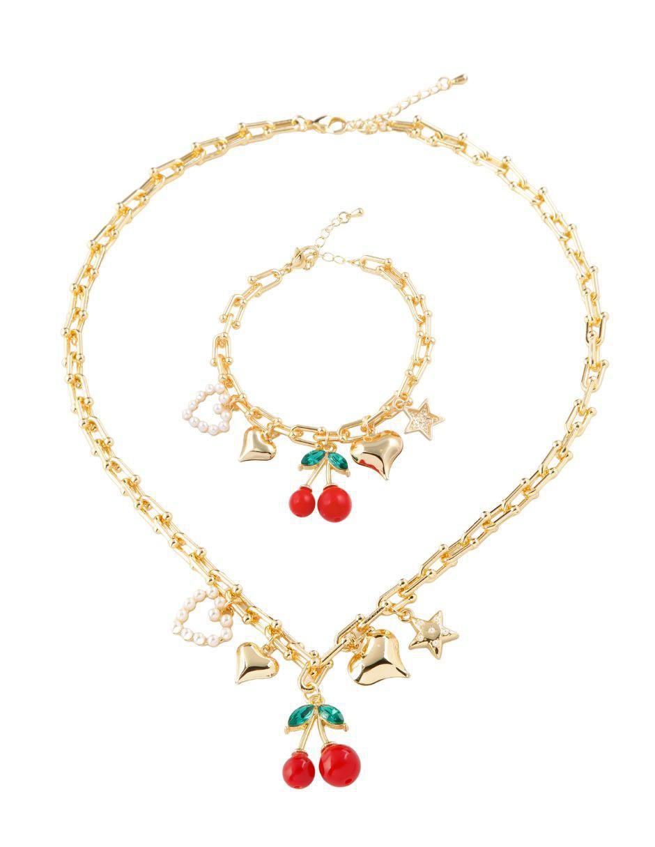 Set collar de cereza Cherry Love de baño de oro 18 K Set collar de cereza Cherry Love de baño de oro 18 K