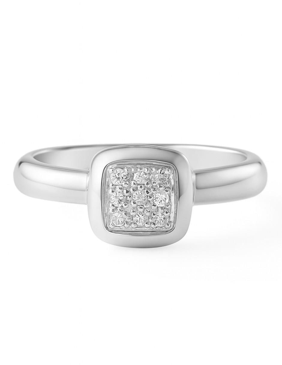 Anillo 14 k de oro blanco diamante pulido