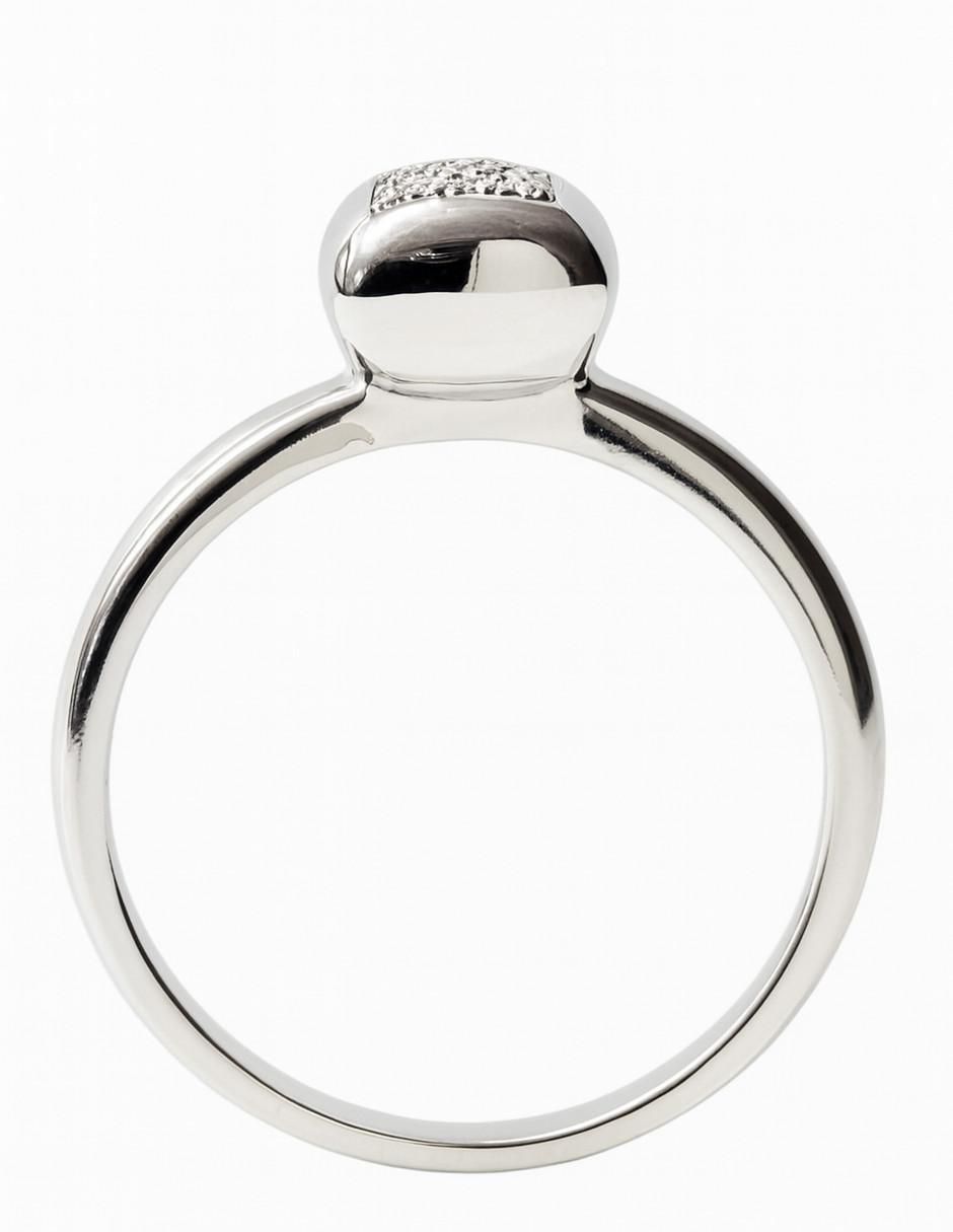 Anillo 14 k de oro blanco diamante pulido