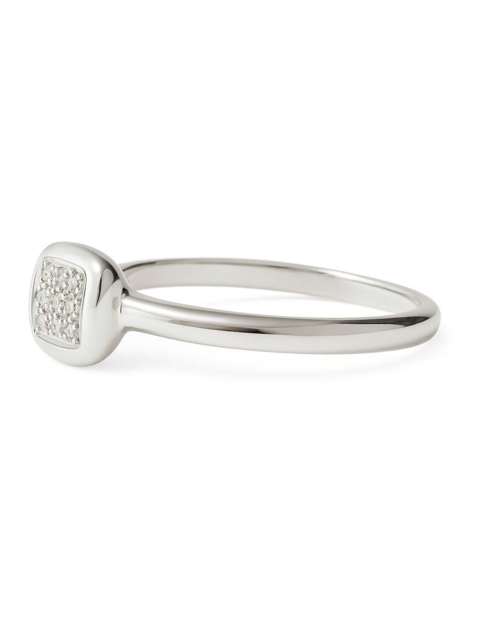 Anillo 14 k de oro blanco diamante pulido