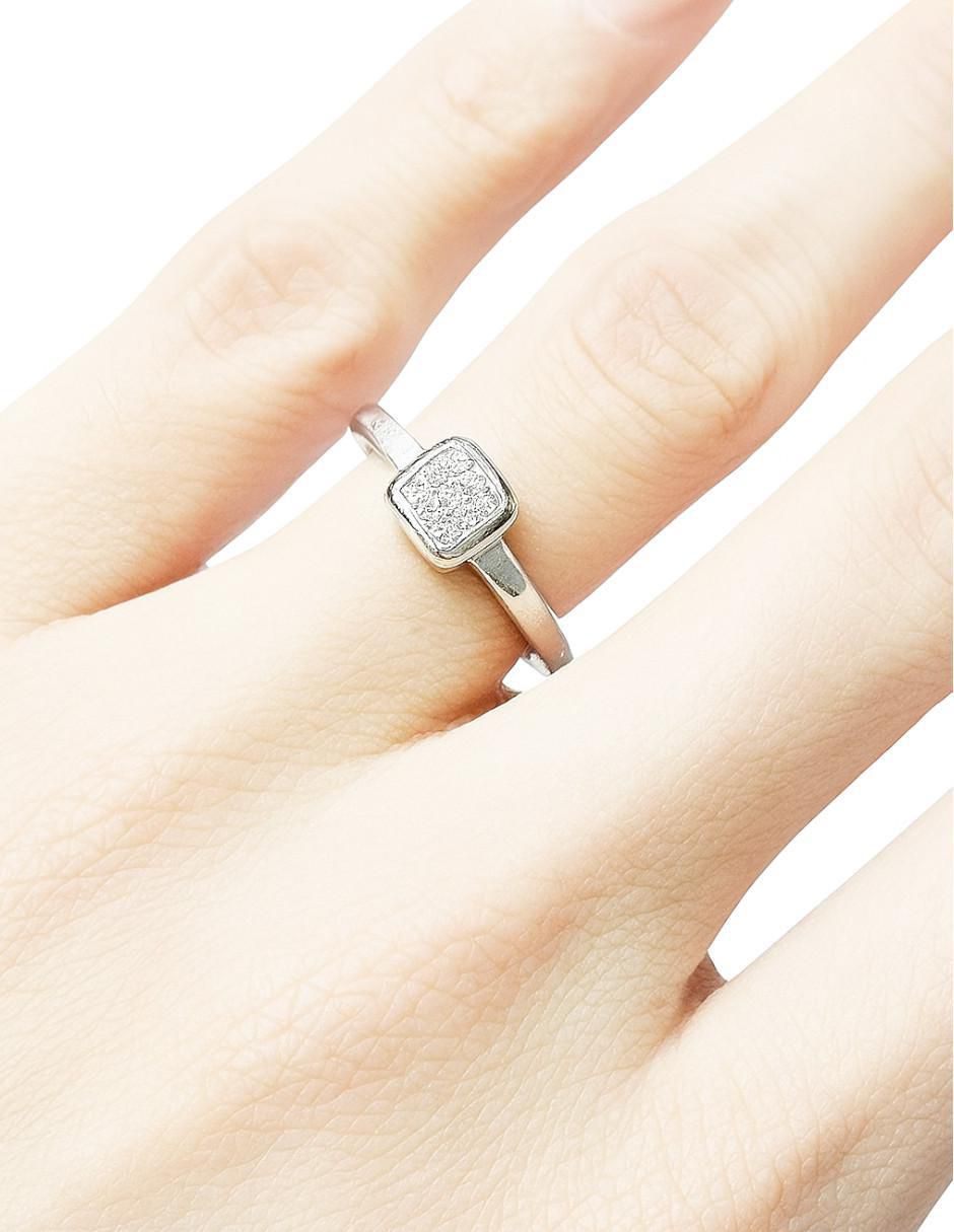 Anillo 14 k de oro blanco diamante pulido