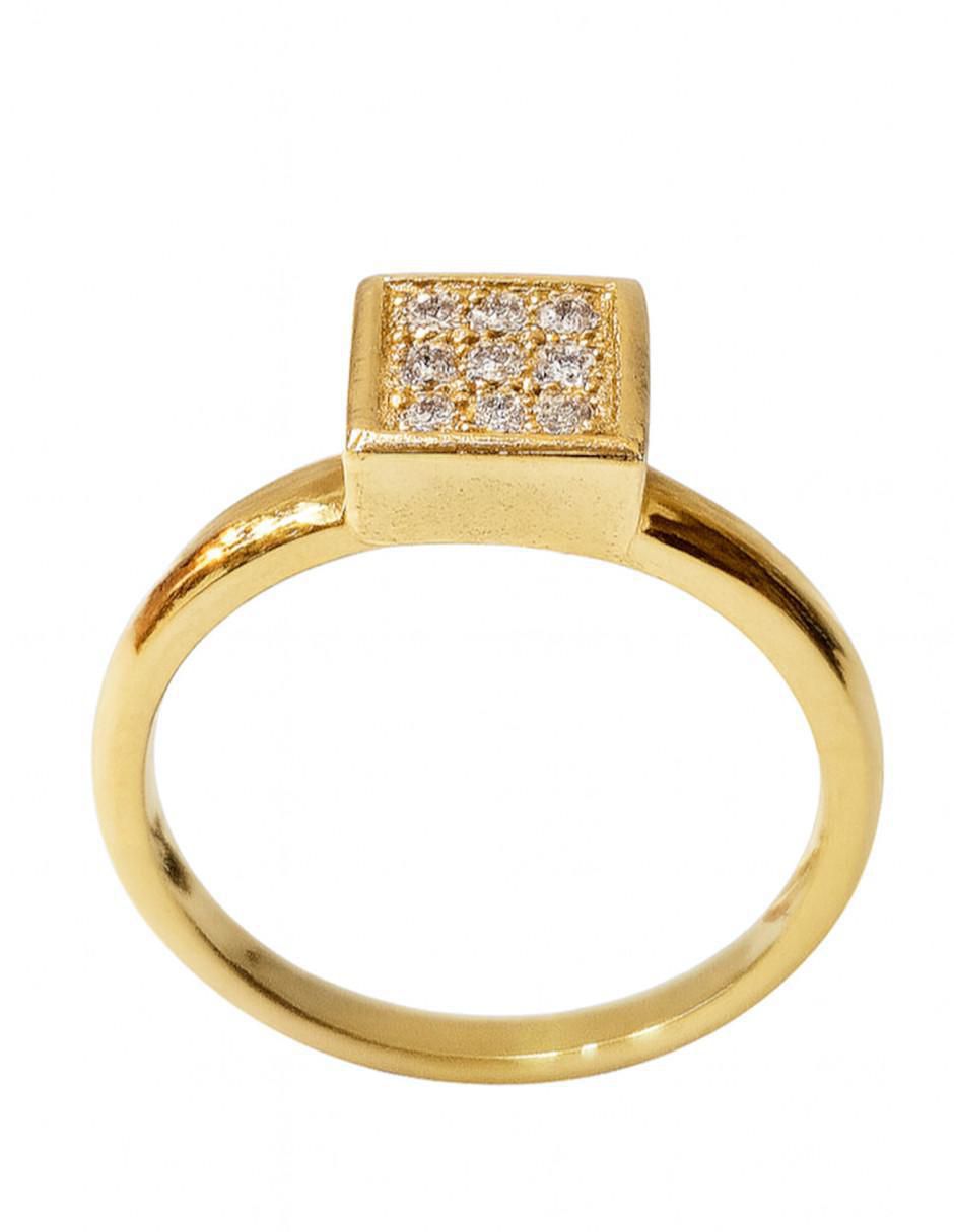 Anillo cuadrada 14 k de oro diamante pulido