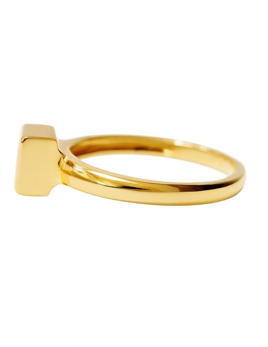 Anillo cuadrada 14 k de oro diamante pulido