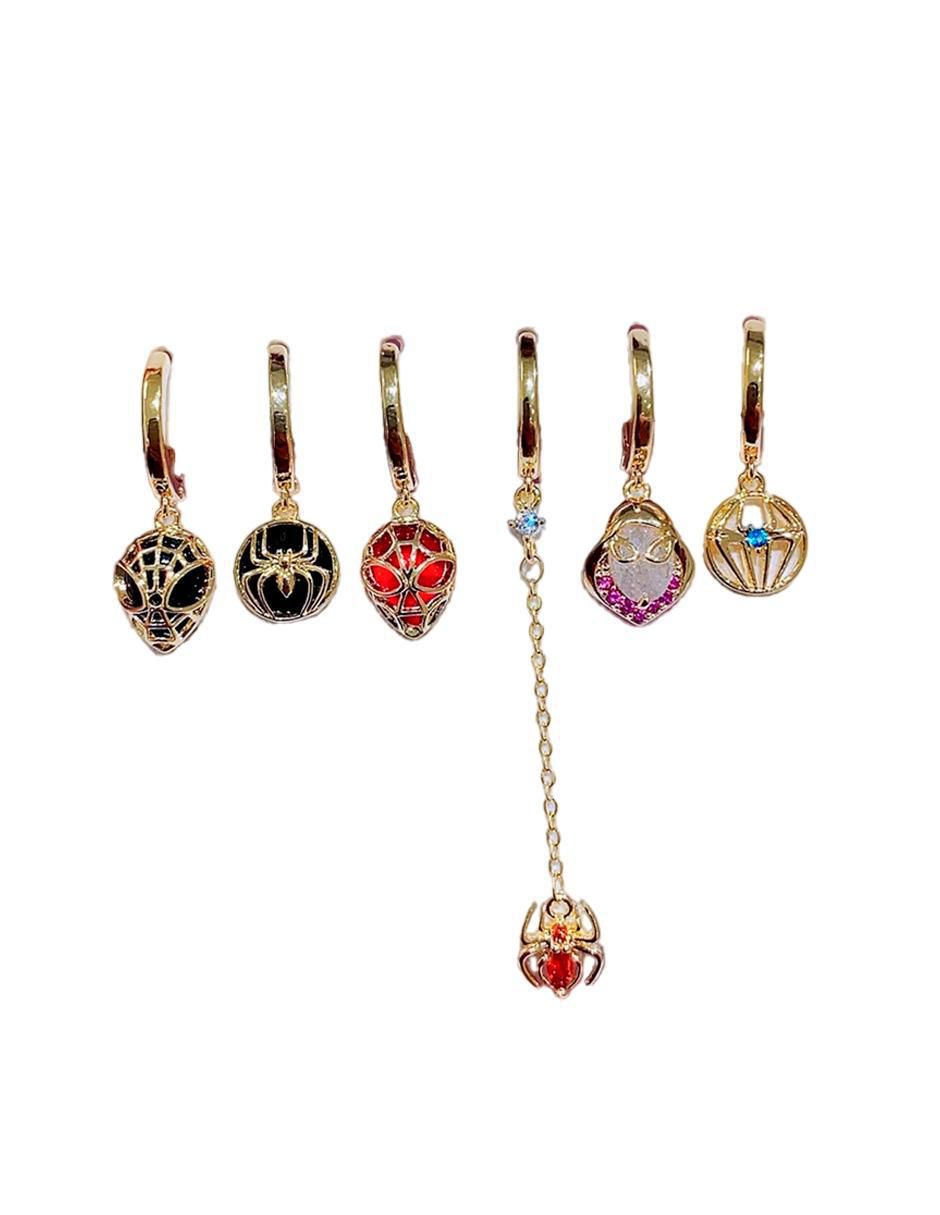 Set de aretes Spider-Woman y Spider-Man Spider-Man con acabado pulido