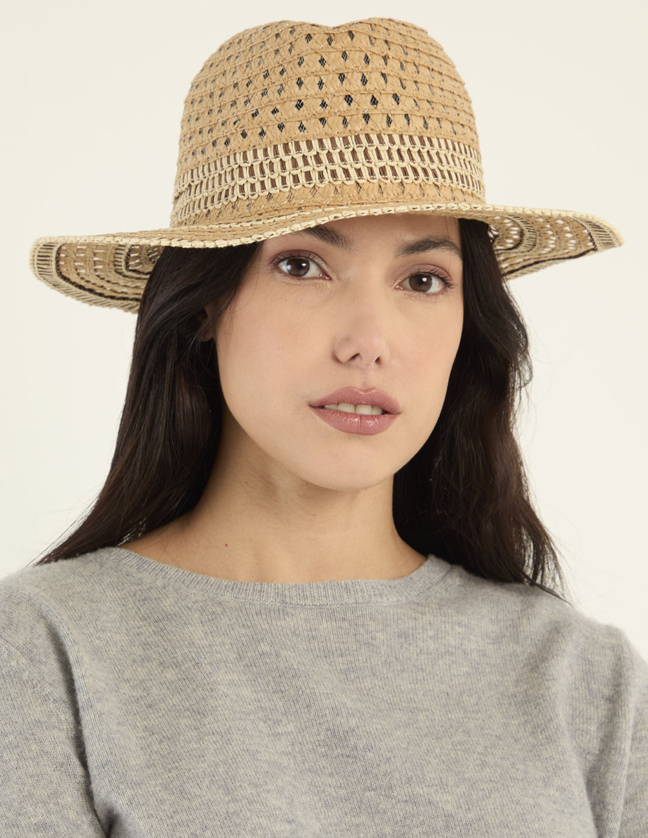 Sombrero ala mediana Map estampado corte láser