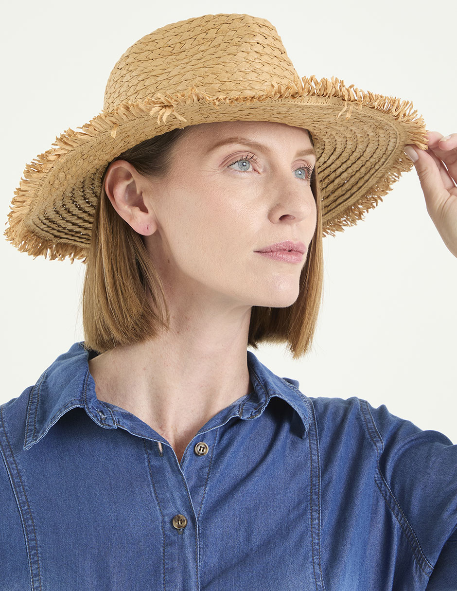 Sombrero ala mediana Map estampado trenzado
