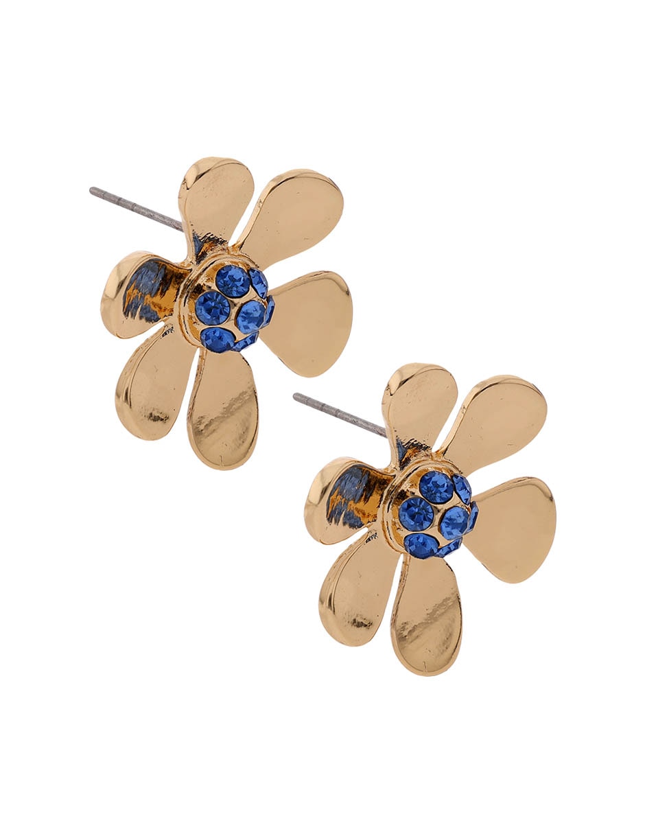 Aretes de flor con acabado brillante 2