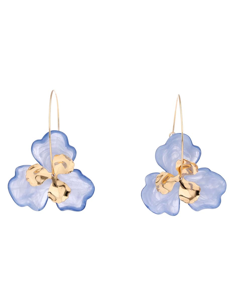 Aretes de aro flor acabado pulido 1