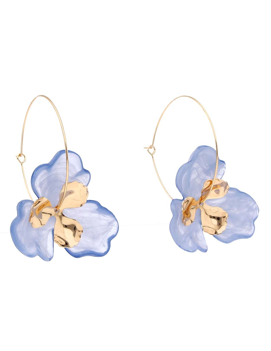 Aretes de aro flor acabado pulido 2
