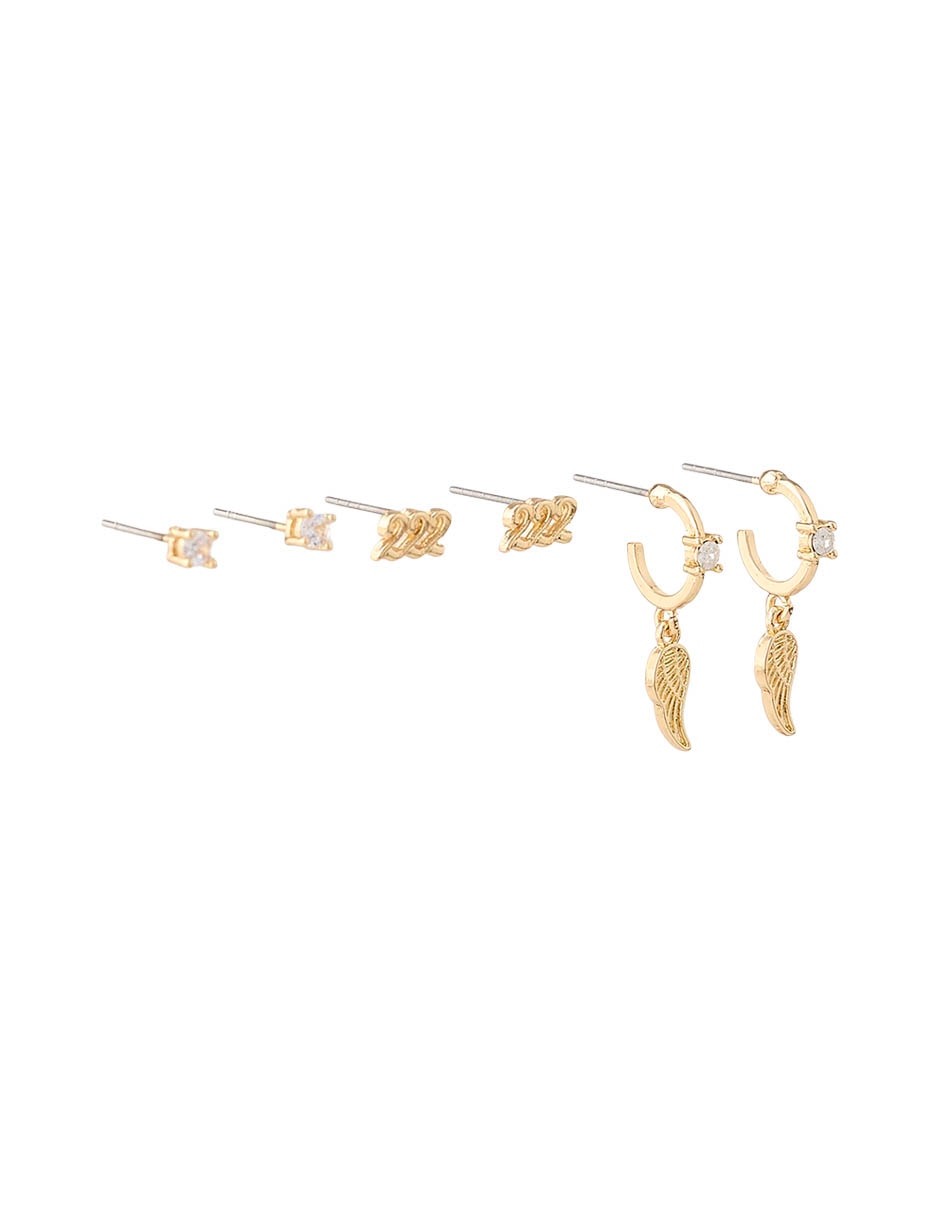 Set de aretes map con acabado brillante