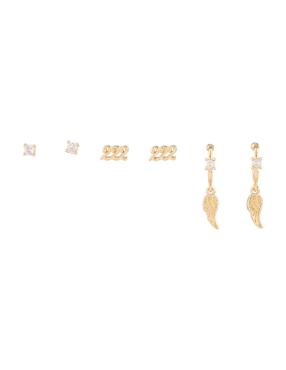 Set de aretes con acabado brillante