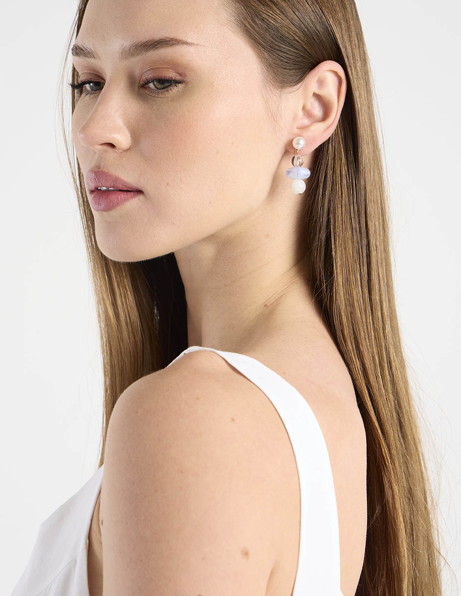 Aretes largos map con acabado liso pulido