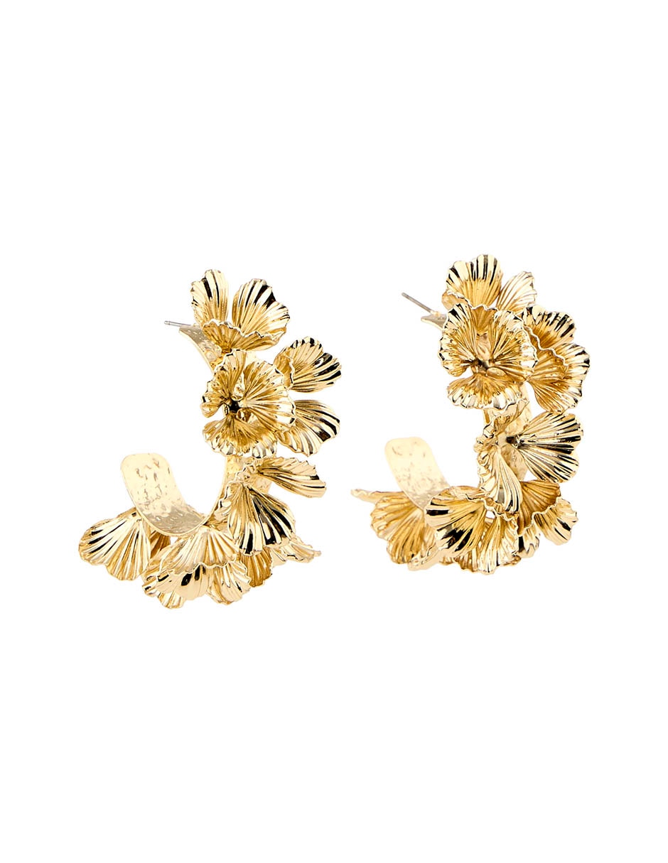 Aretes de aro de flor Map con acabado brillante