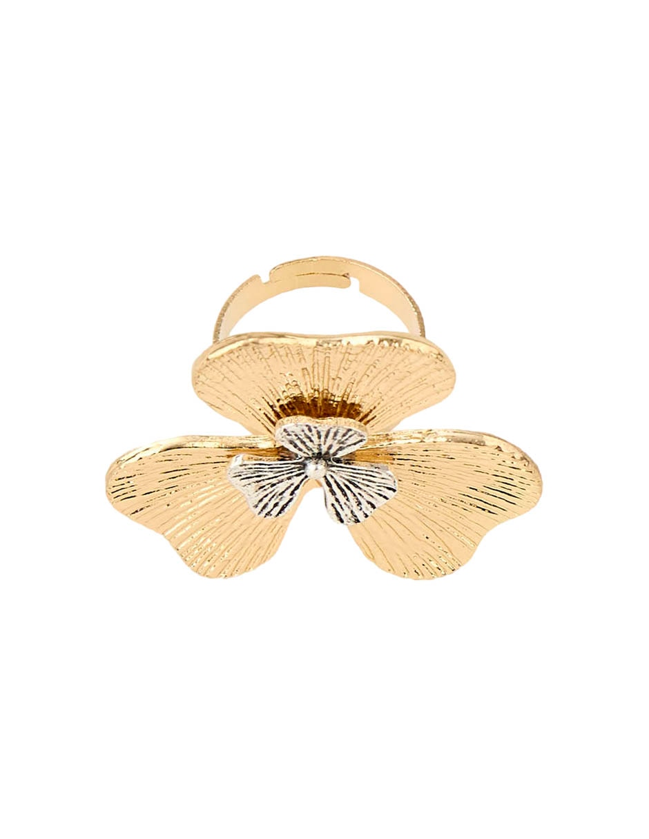 Anillo de flor acabado brillante